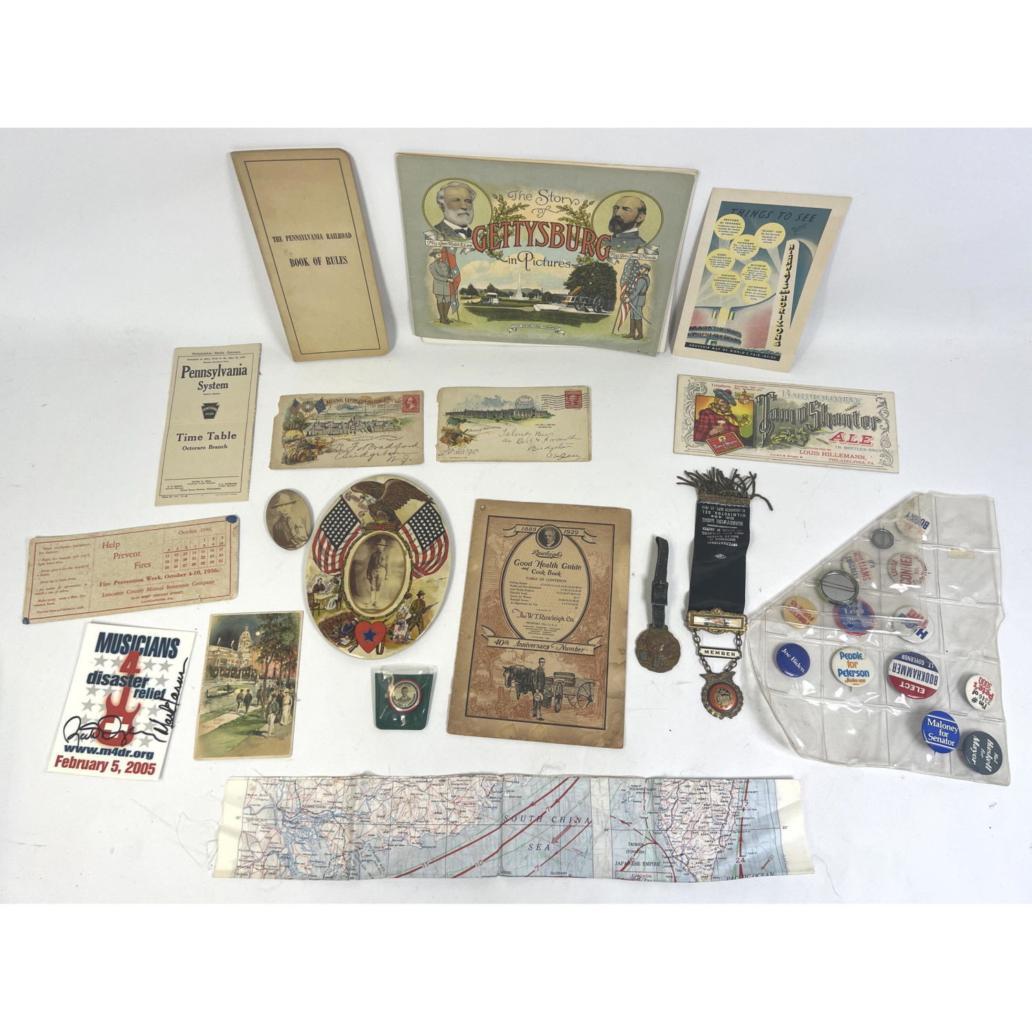 Appraisal: Ephemera and Pin Back Lot Capt Chas Lindbergh WW I