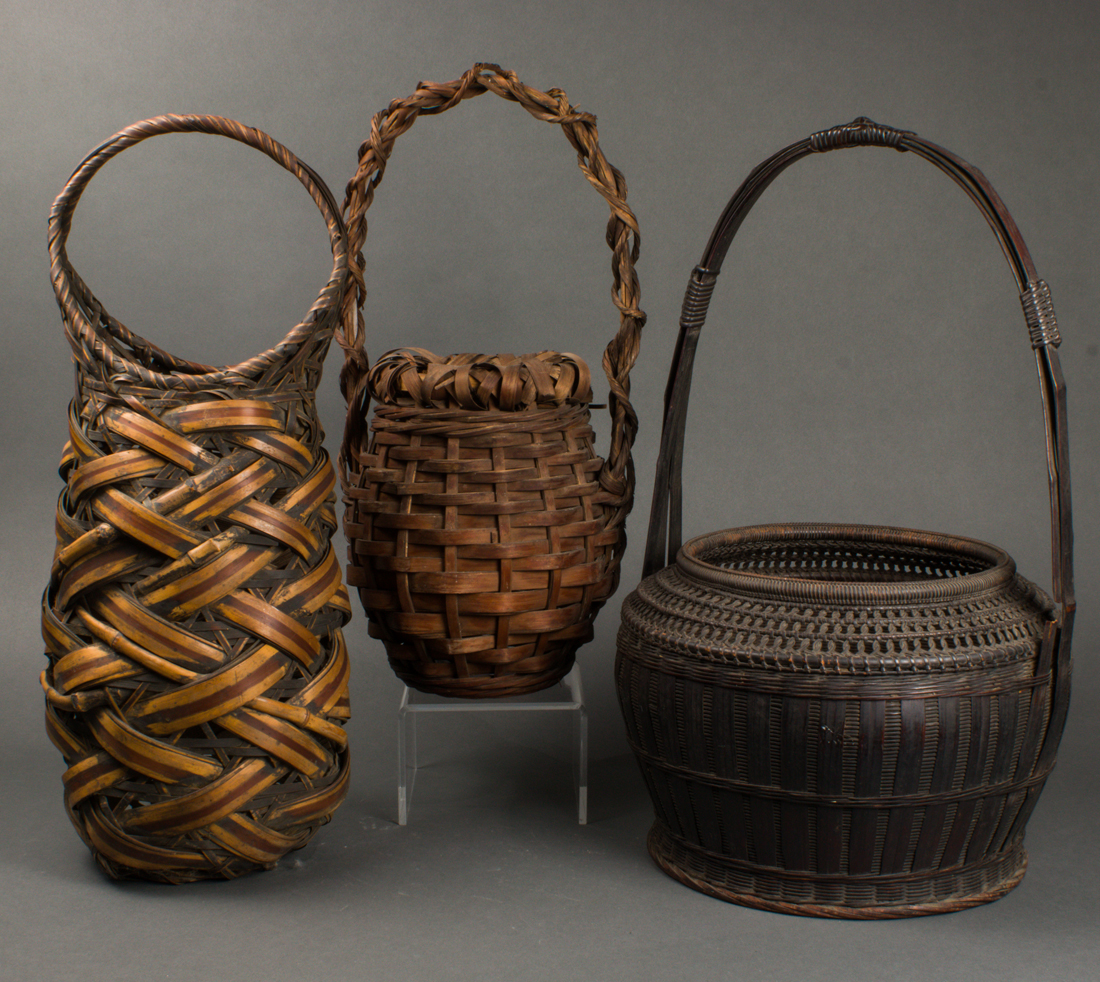 Appraisal: LOT OF JAPANESE WOVEN BAMBOO IKEBANA BASKETS lot of Japanese