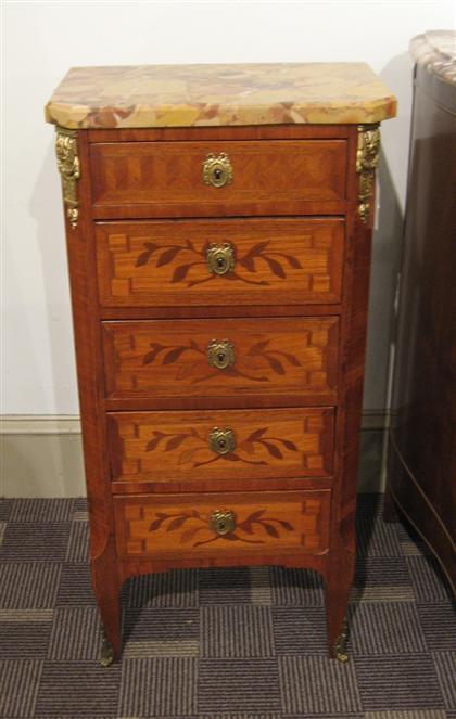 Appraisal: Pair of Transitional style marquetry and parquetry chiffoniers late th