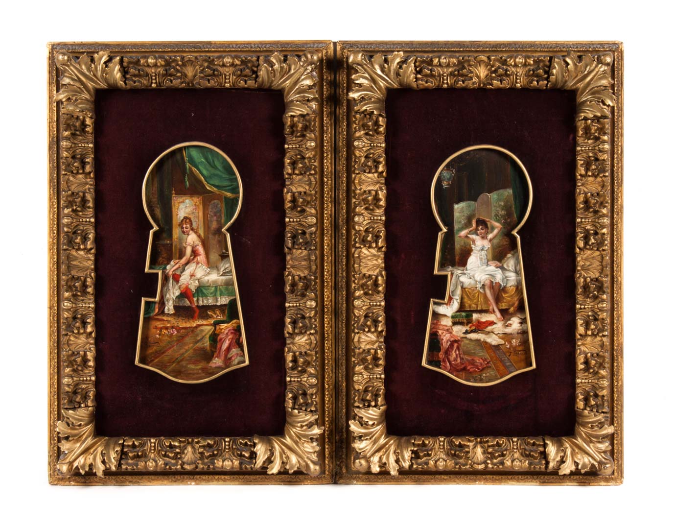 Appraisal: Joseph Bernard Ladies Dressing pair of oils French - Pair