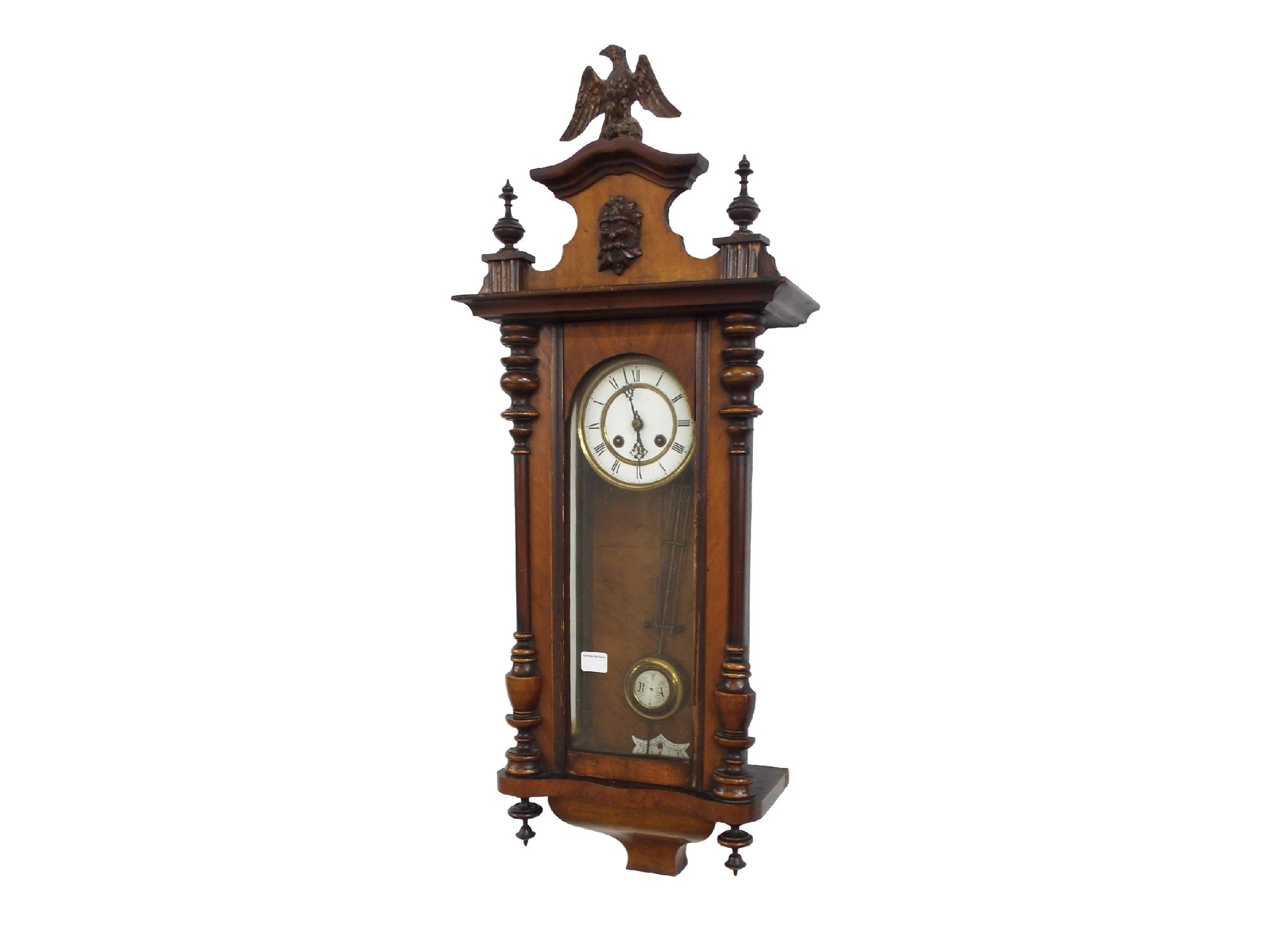 Appraisal: Walnut two train Vienna wall clock the dial within a