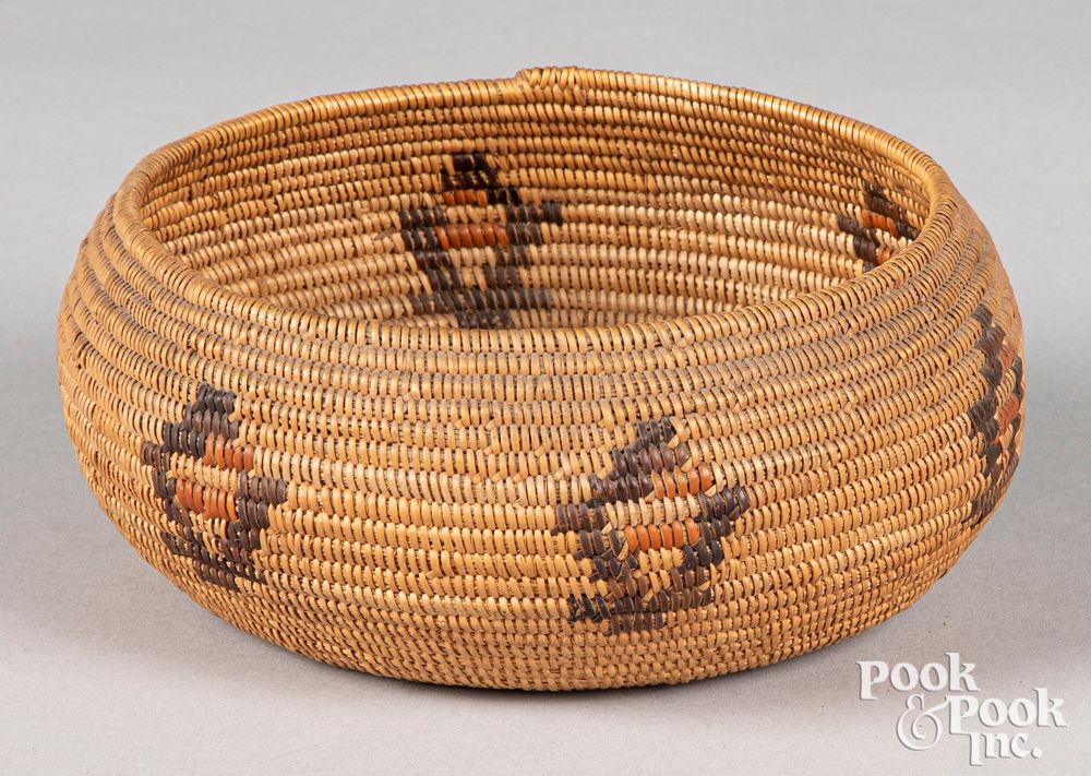 Appraisal: Native American Indian coiled basketry bowl Native American Indian coiled