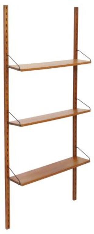 Appraisal: Italian mid-century modern teak wall-mounted bookcase c s three adjustable