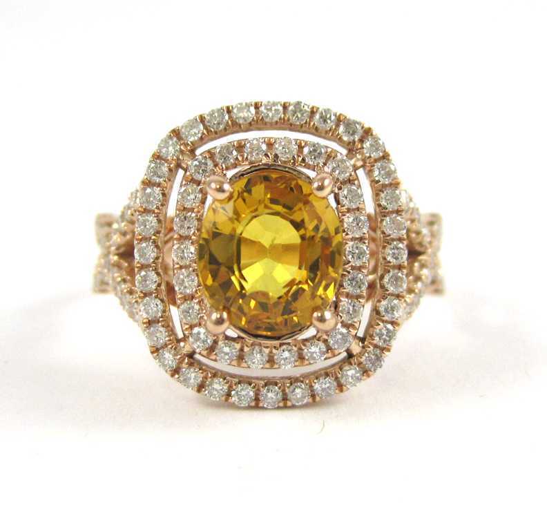 Appraisal: YELLOW SAPPHIRE DIAMOND AND ROSE GOLD RING The k rose