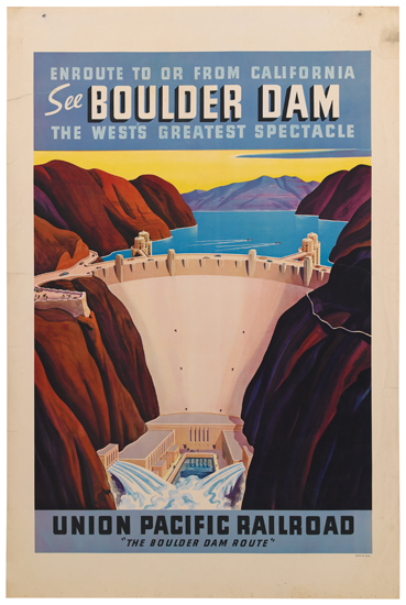 Appraisal: DESIGNER UNKOWN SEE BOULDER DAM UNION PACIFIC RAILROAD x inches