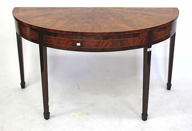 Appraisal: A PAIR OF ANTIQUE MAHOGANY D SHAPED SIDE TABLES with