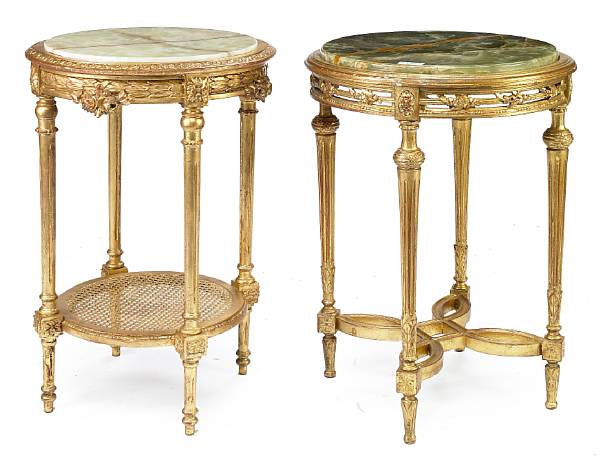 Appraisal: A group of two Louis XVI style giltwood and onyx