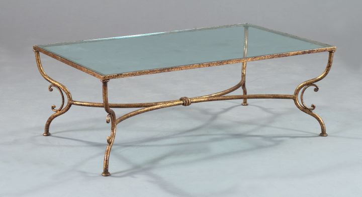 Appraisal: Large Italian Gilded Wrought-Iron Cocktail Table in the neoclassical taste