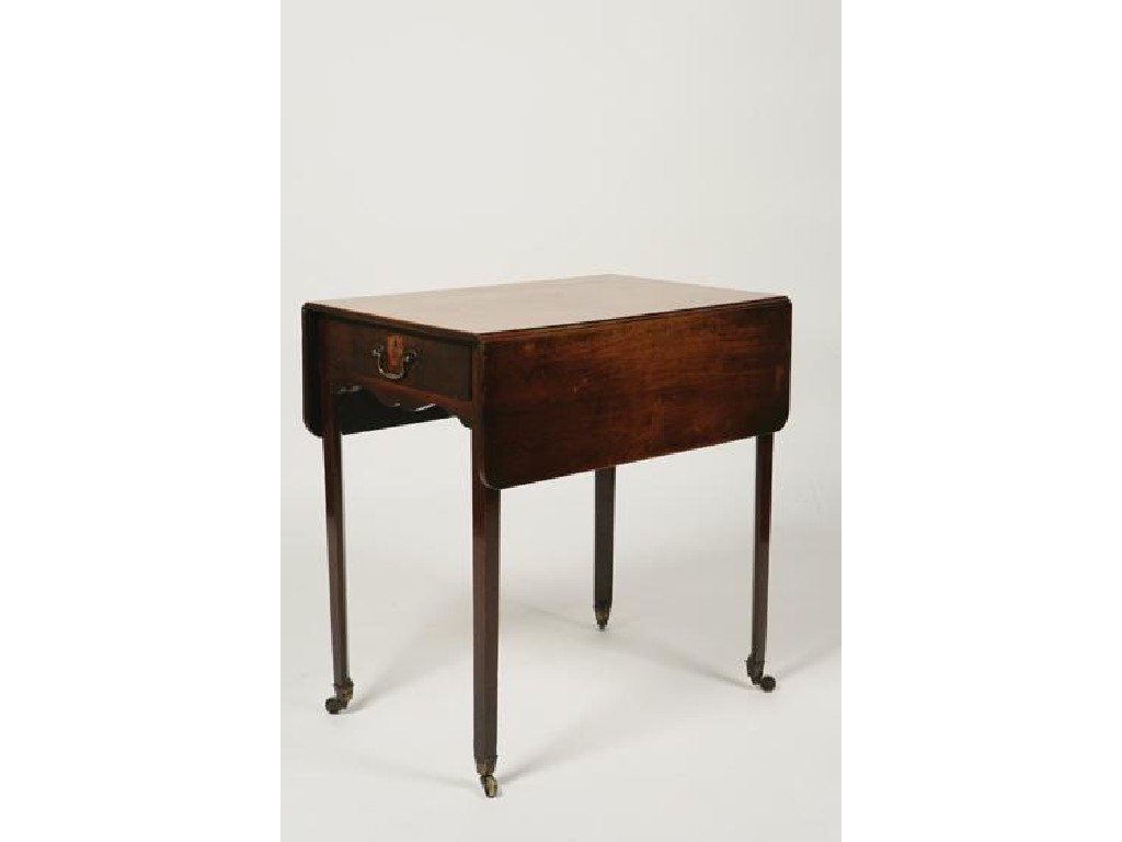 Appraisal: A GEORGE III MAHOGANY PEMBROKE TABLE the rectangular top with