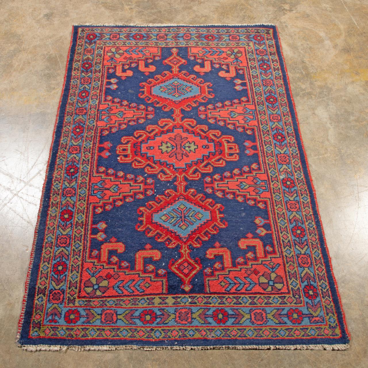 Appraisal: HAND KNOTTED WOOL TURKISH ANATOLIAN RUG X Hand knotted wool