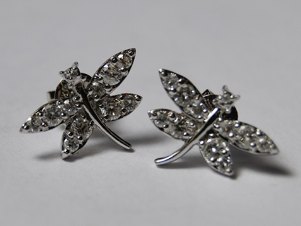 Appraisal: Pair of diamond set dragonfly earrings for pierced ears