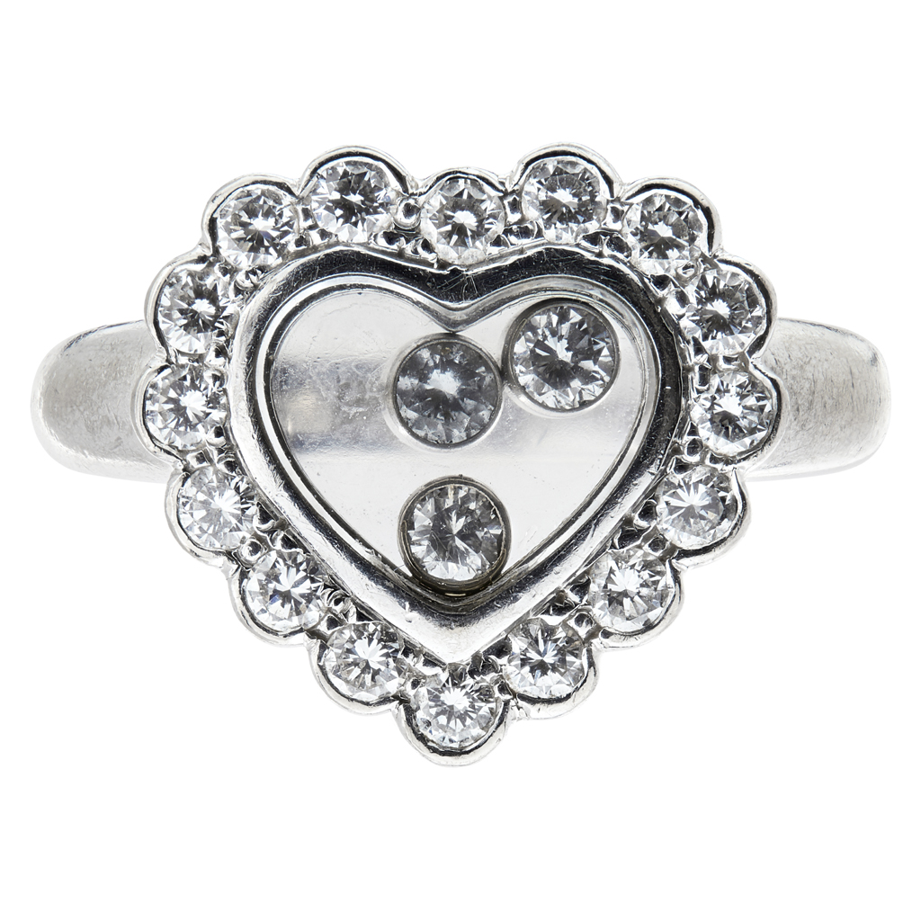 Appraisal: CHOPARD - A 'Happy Diamonds' ringmodelled as a heart the