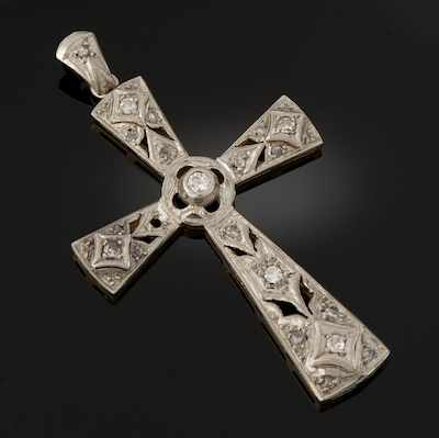 Appraisal: A Platinum k Gold and Diamond Cross Platinum and k