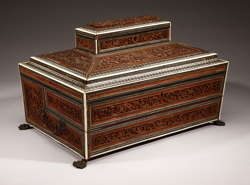 Appraisal: An Anglo Indian ebony ivory and Sadeli mosaic parquetry inlaid