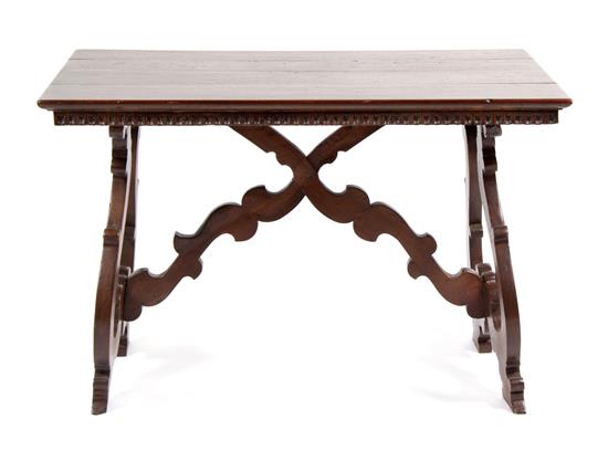 Appraisal: Sale Lot A Spanish Baroque Style Walnut Trestle Table having