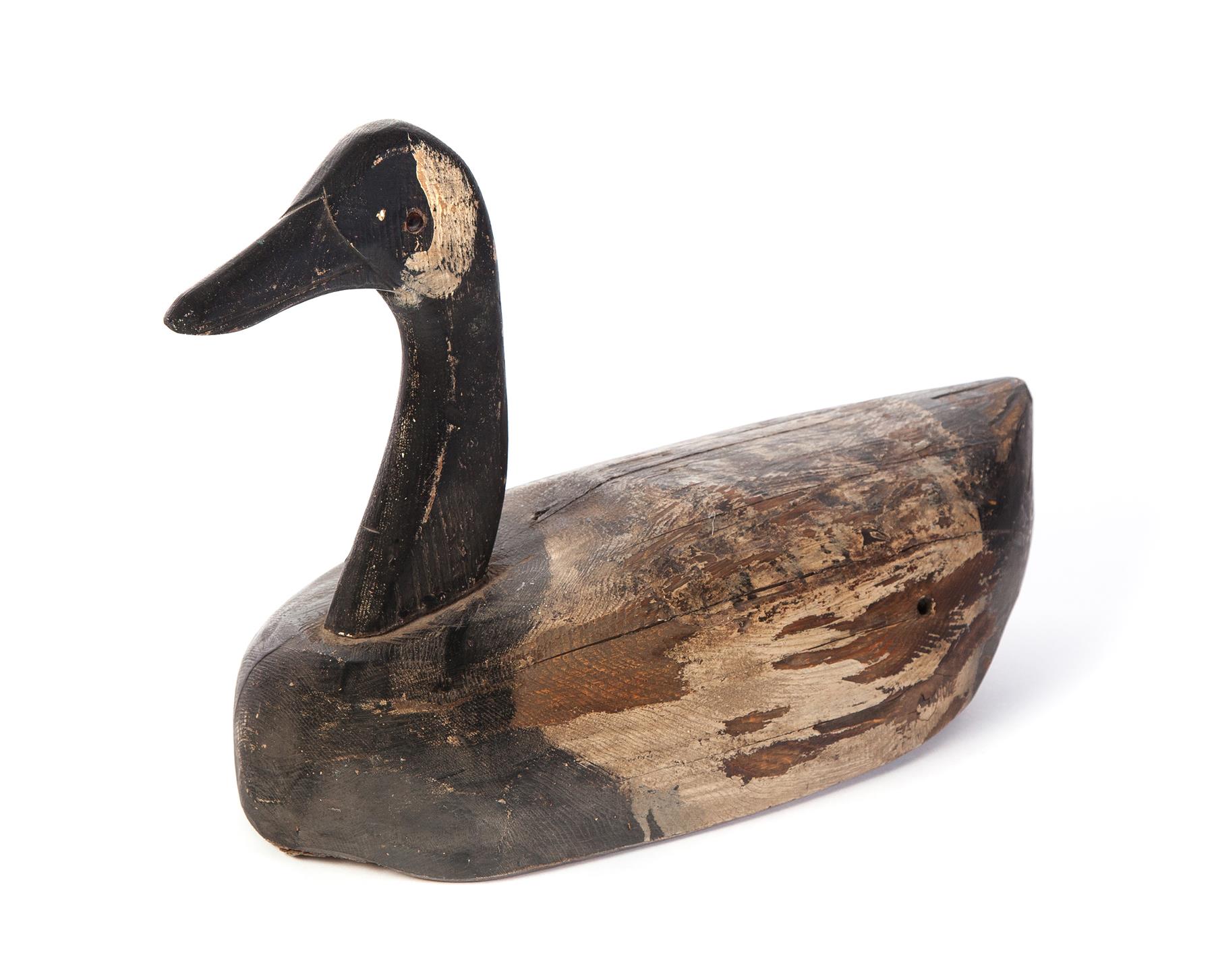 Appraisal: LARGE GOOSE DECOY American st half- th century Black and