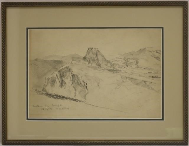 Appraisal: JOHN FULLEYLOVE - U K ARTIST PENCILSKETCH OF KARYTENA GREECE