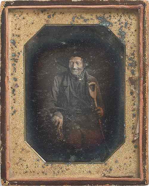 Appraisal: Half-plate daguerreotype of a coal miner mid th c x