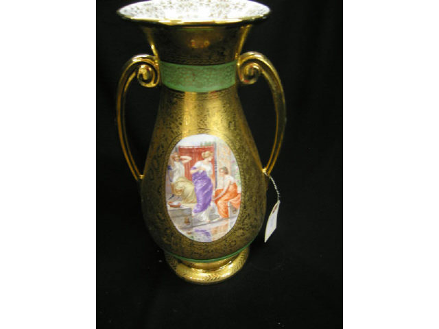 Appraisal: Gold Encrusted China Vase scene of maidens in the garden