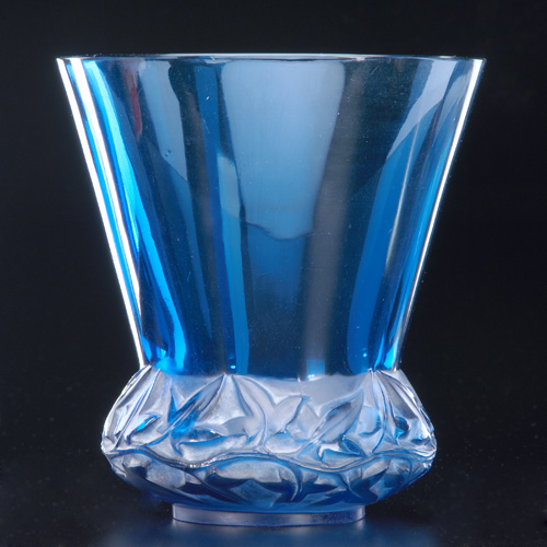 Appraisal: R LALIQUE Vase Lierre deep blue with whitish patina c