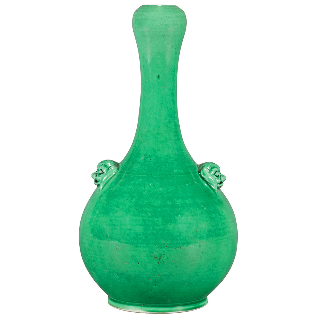 Appraisal: Chinese Green Glazed Porcelain Vase th Century The rounded body