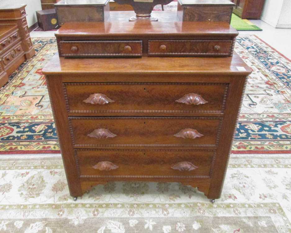 Appraisal: VICTORIAN WALNUT CHEST American c having two small over three