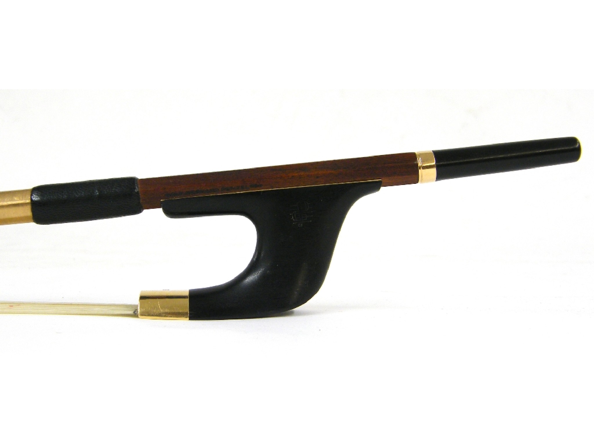 Appraisal: Good German gold mounted double bass bow by and stamped