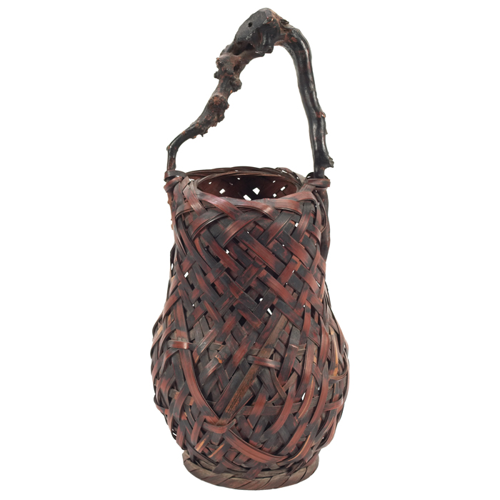 Appraisal: Ikebana Japanese basket woven bamboo with a single handle ''w