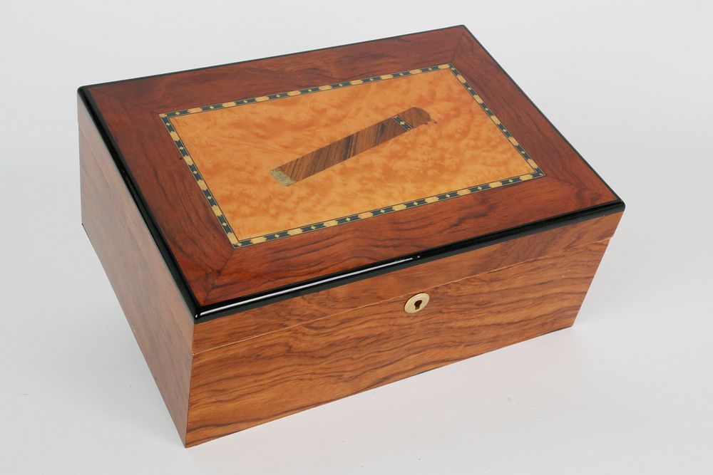 Appraisal: Contemporary Inlaid Humidor Box late th Century Contemporary Inlaid Humidor