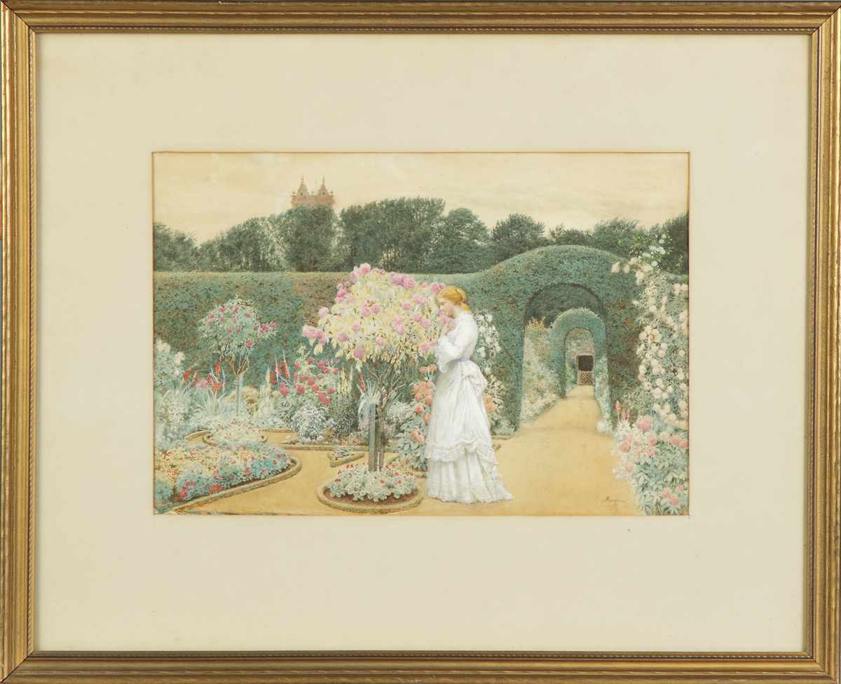 Appraisal: Alfred Edward Emslie British - ''Love Among Roses'' Sgn lower