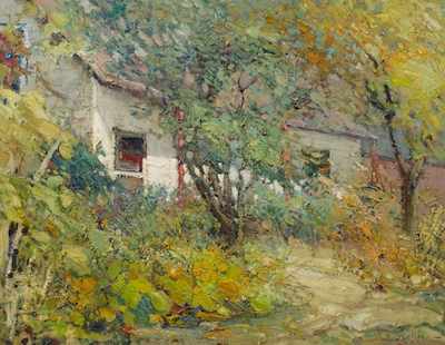 Appraisal: Kent Wallis American b A White Cottage II Oil on