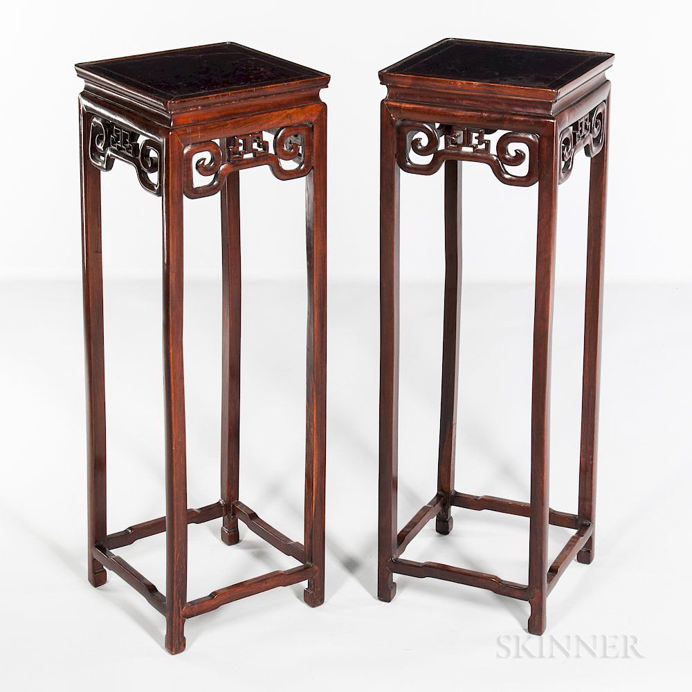 Appraisal: Pair of Hardwood Tall Stands Pair of Hardwood Tall Stands