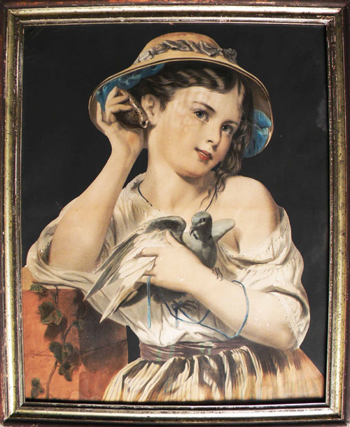 Appraisal: French chromolithograph of a young girl x