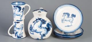 Appraisal: M A Hadley Blue Horse Pottery Collection Seven highly collectible