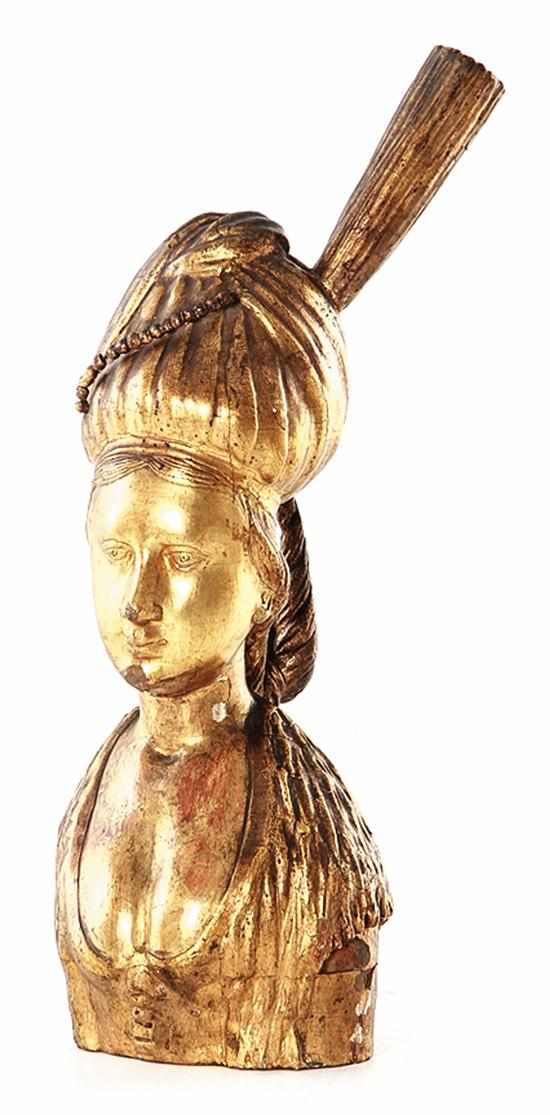 Appraisal: Continental carved giltwood bust of woman wearing turban th th