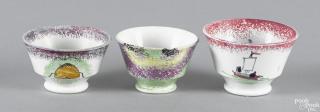 Appraisal: Three miniature spatter cups to include a red raft a