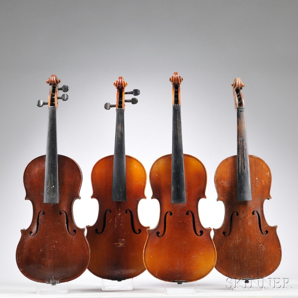 Appraisal: Four Violins two labeled COPY OF STRADIVARIUS one labeled LADISLAV