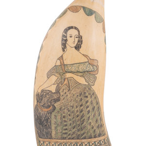 Appraisal: A Scrimshaw Tooth with Polychrome Portrait of a Woman and