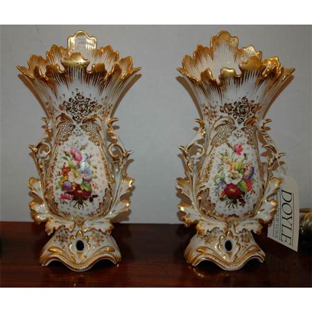 Appraisal: Rococo Style Gilt and Floral Decorated Porcelain Vases Estimate -