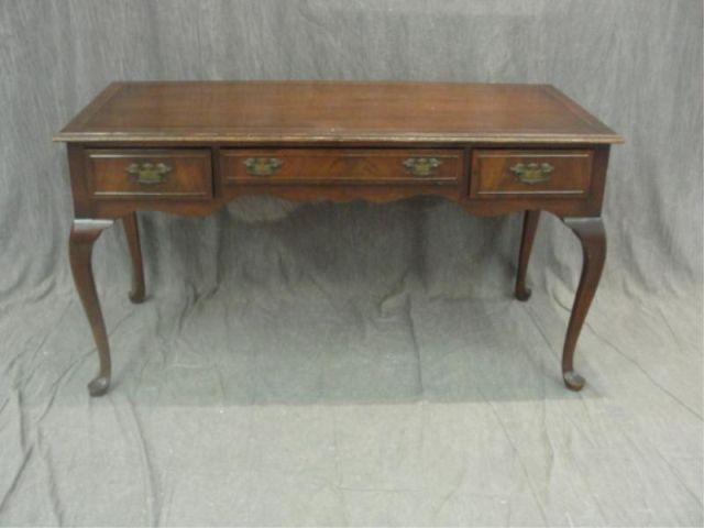 Appraisal: Queen Anne Style Kneehole Desk With string inlay From a