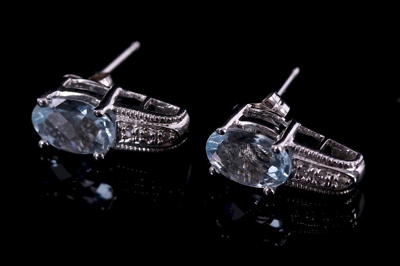 Appraisal: k White Gold Aquamarine Earrings Included in this lot is