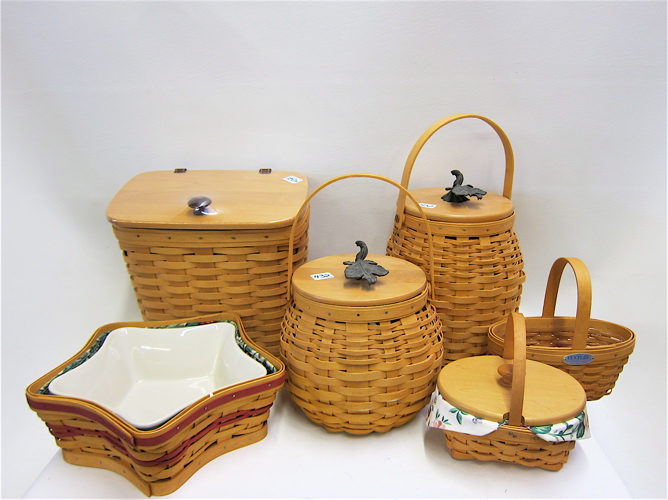 Appraisal: BONNIE LONGABERGER BASKET COLLECTION consisting of six vessels in various