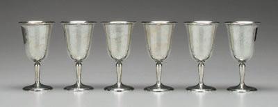 Appraisal: Six sterling goblets International rolled reeded lips gilt interiors no