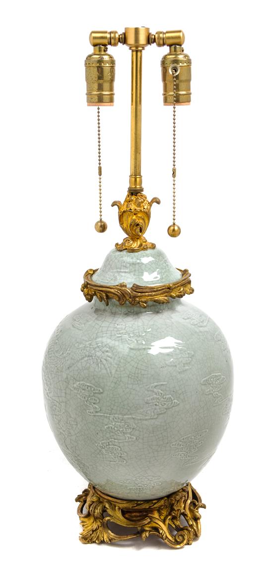 Appraisal: Sale Lot A Gilt Bronze Mounted Chinese Celadon Vase mid-