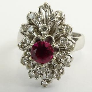 Appraisal: Vintage Round Cut Ruby Round Cut Diamond and Karat White