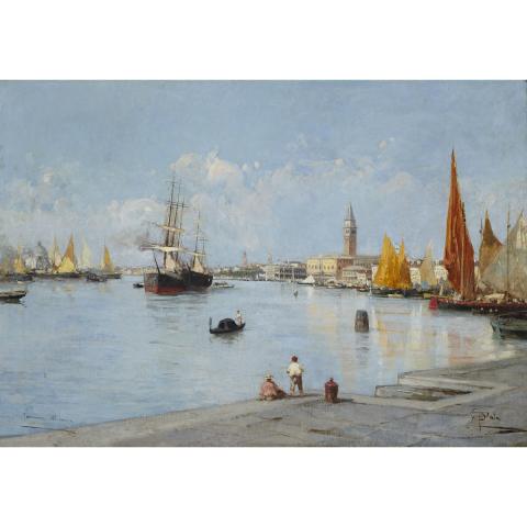 Appraisal: Paolo Sala - PANORAMA VENICE GRAND CANAL Oil on canvas