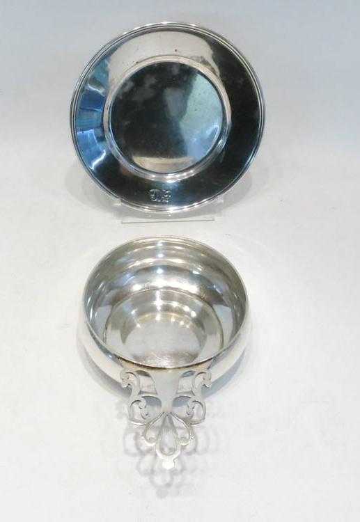 Appraisal: TWO TIFFANY CO STERLING SILVER TABLEWARE PIECES a porringer pattern