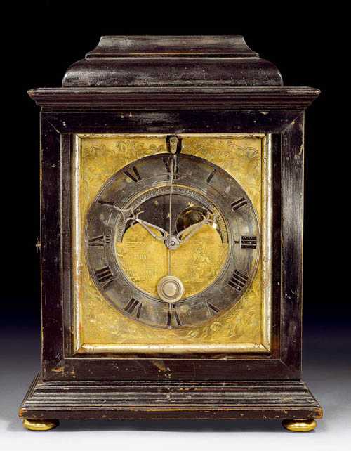 Appraisal: BRACKET CLOCK WITH MOON PHASES Baroque the movement signed CIPRIANUS