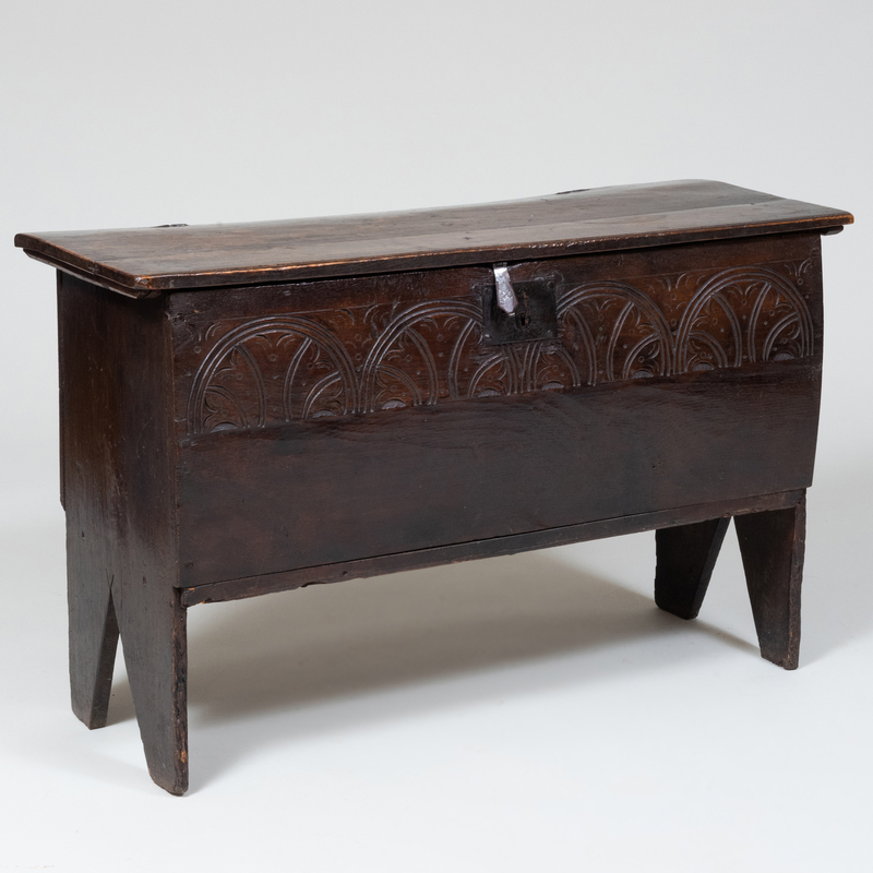 Appraisal: William and Mary Carved Oak Blanket Chest x x in