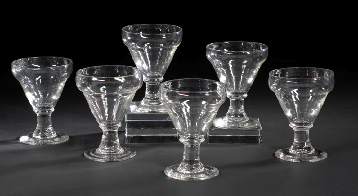 Appraisal: Rare Set of Six Georgian Blown Glass Rummers first quarter